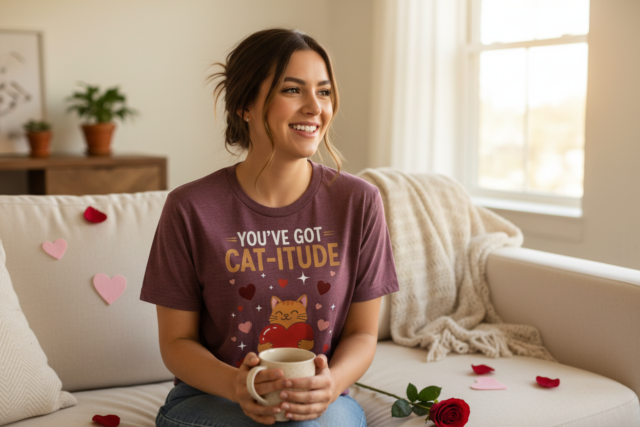Catitude Valentine Shirt - Funny Cat Lover Valentine's Day Tee
